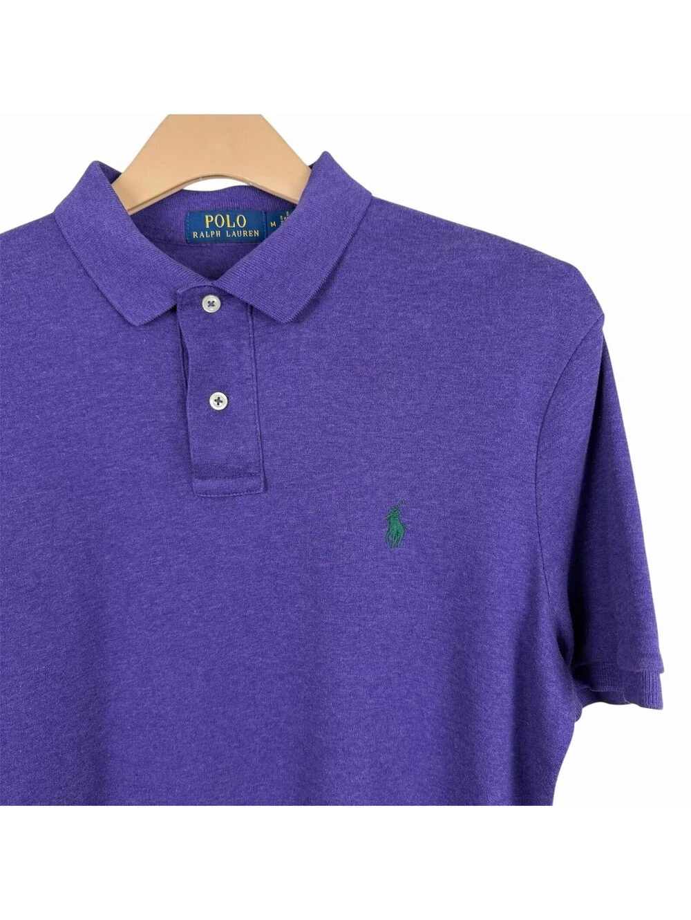 Polo Ralph Lauren Shirt Men Med Purple Custom Slim Fit Heather Polo Green Pony